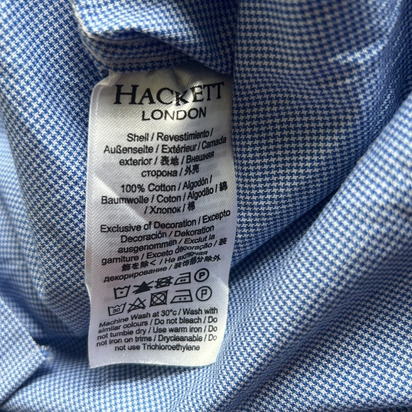 Hackett London blue/white Ghingham cotton shirt. Size Slim L or Regular S. - Picture 4 of 7